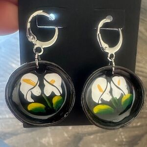 MEXICANA Black and White Floral Earrings
